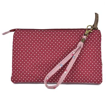 Handtasche Patchwork Kosmetiktasche Punkte Blume altrosa
